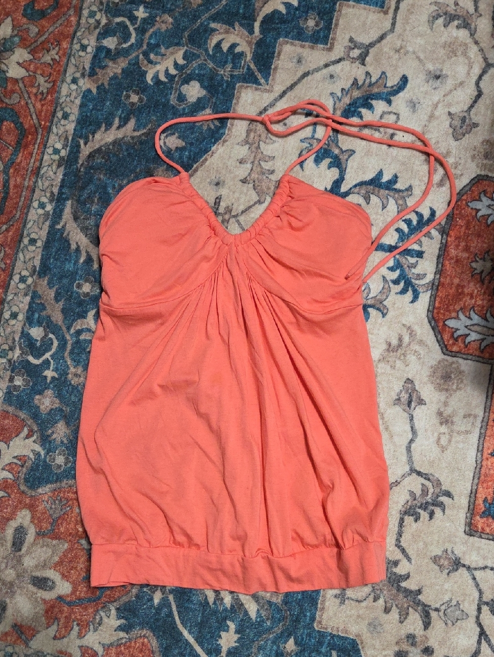 Victoria's Secret Coral Halter Tank Top With Built In Bra
